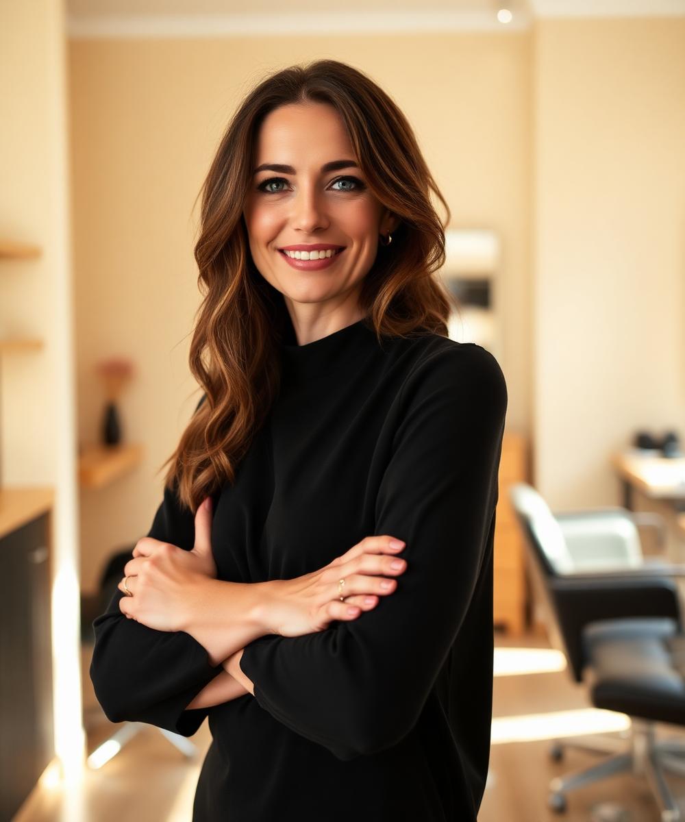 Portrait of Lena, master colorist and Italian hot-keratin extension specialist